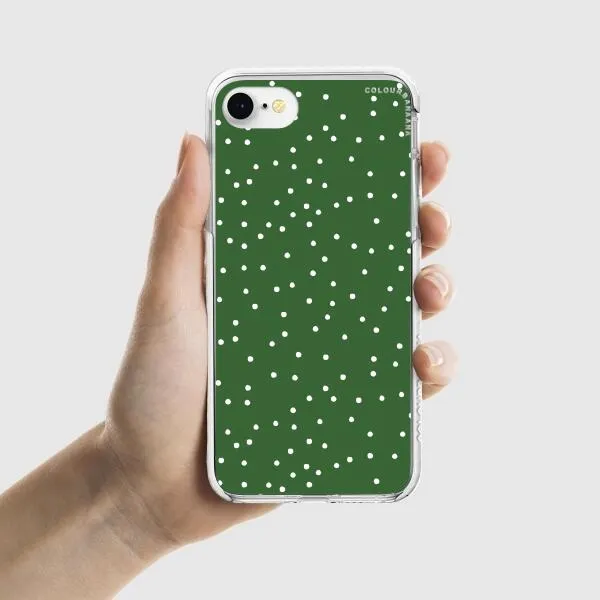 iPhone Case - White Dots on Green