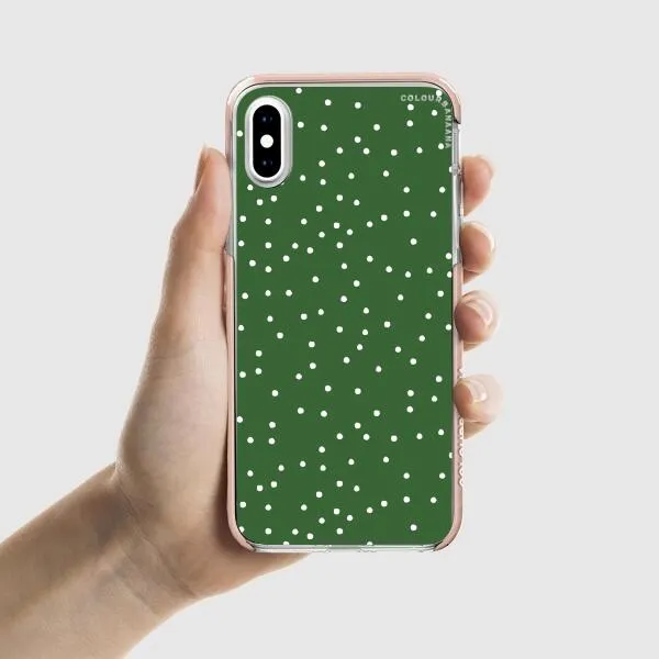 iPhone Case - White Dots on Green