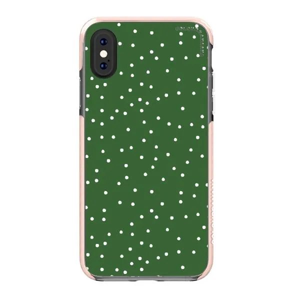 iPhone Case - White Dots on Green