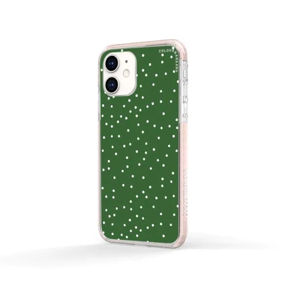 iPhone Case - White Dots on Green