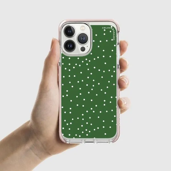 iPhone Case - White Dots on Green