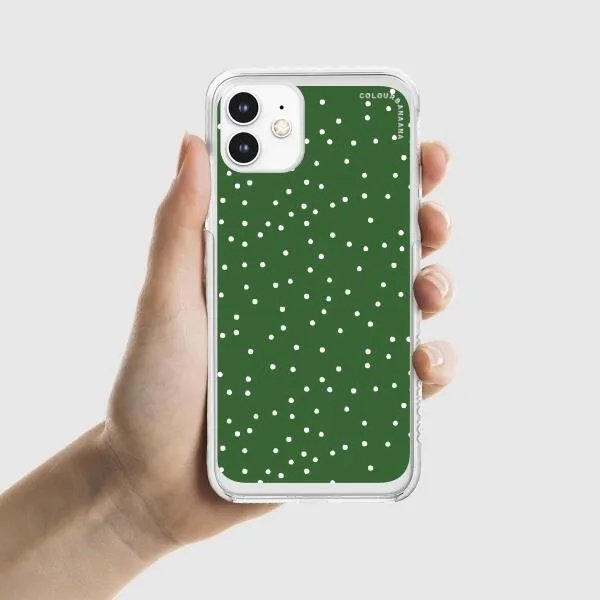 iPhone Case - White Dots on Green