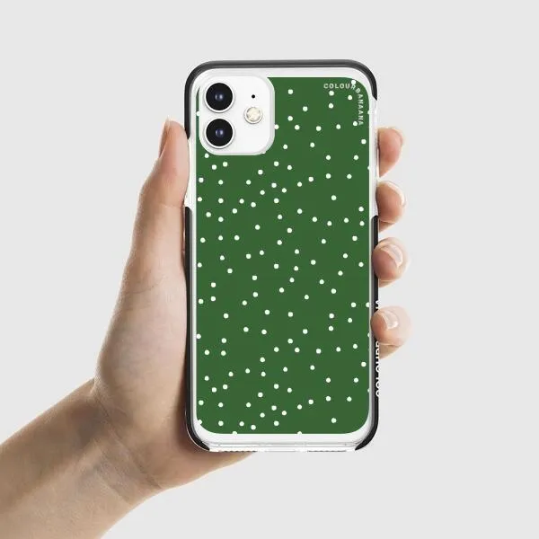 iPhone Case - White Dots on Green