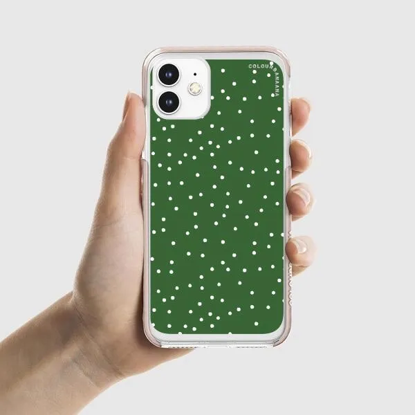 iPhone Case - White Dots on Green