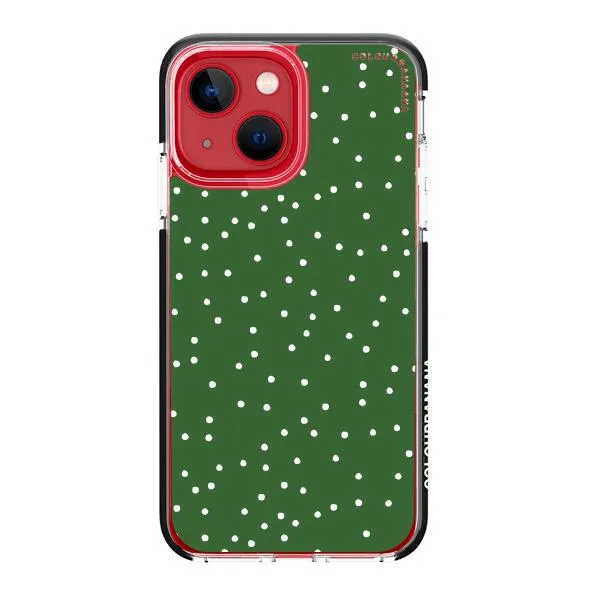 iPhone Case - White Dots on Green