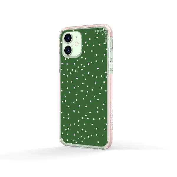 iPhone Case - White Dots on Green