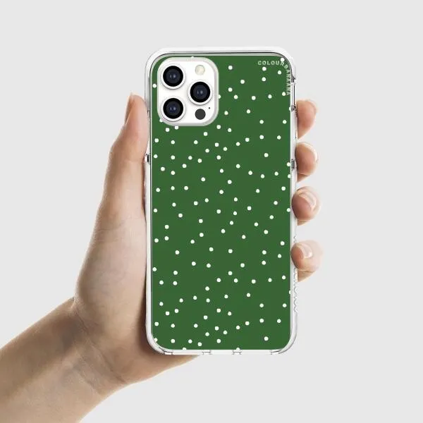 iPhone Case - White Dots on Green