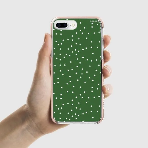 iPhone Case - White Dots on Green