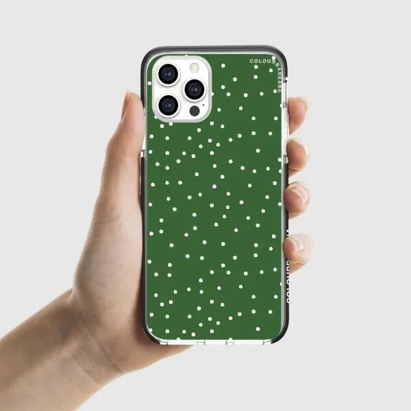 iPhone Case - White Dots on Green