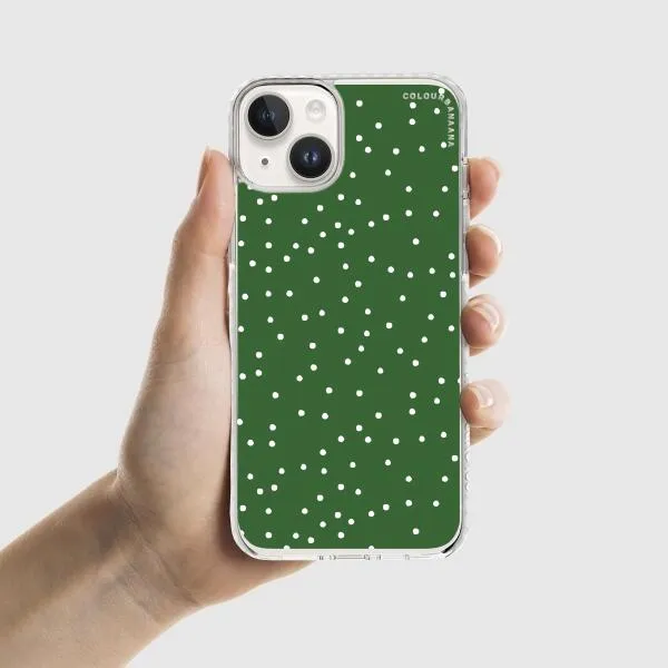 iPhone Case - White Dots on Green