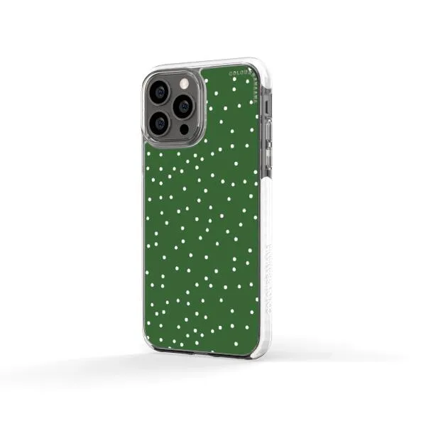 iPhone Case - White Dots on Green