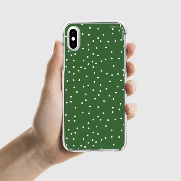 iPhone Case - White Dots on Green