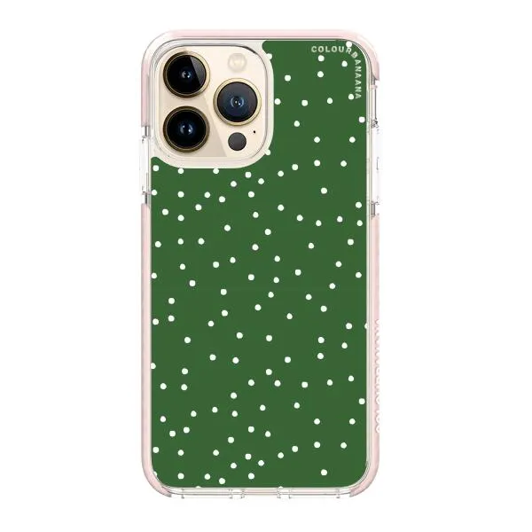 iPhone Case - White Dots on Green