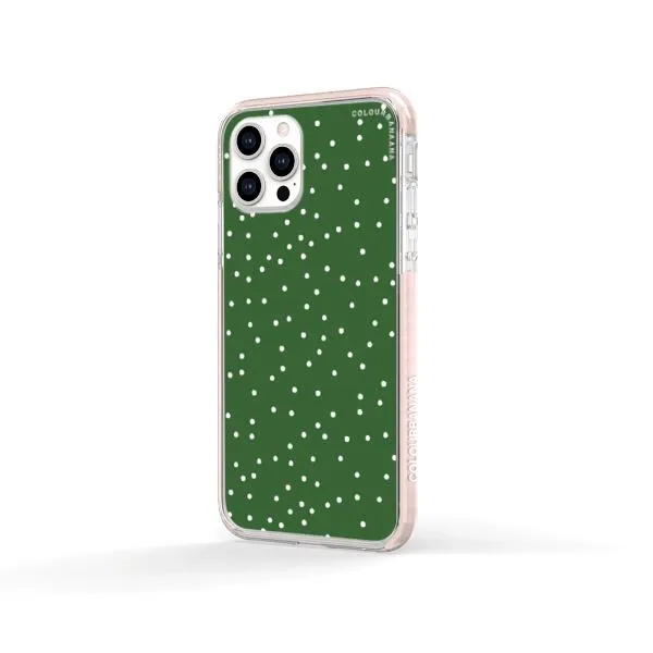 iPhone Case - White Dots on Green