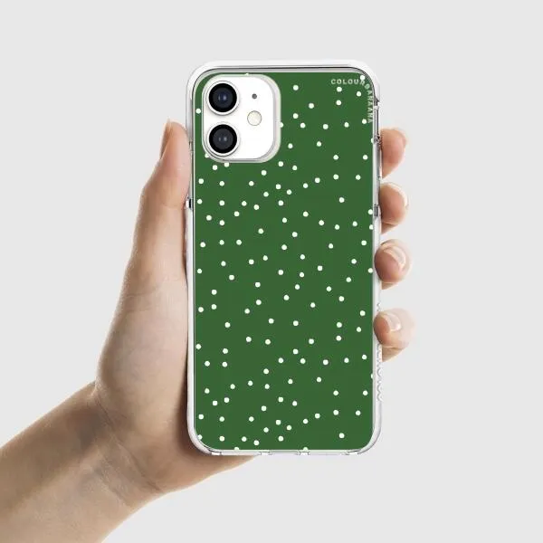 iPhone Case - White Dots on Green