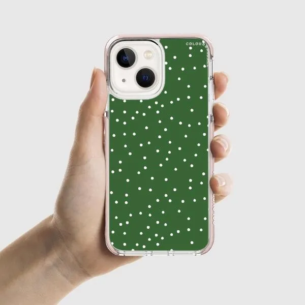 iPhone Case - White Dots on Green