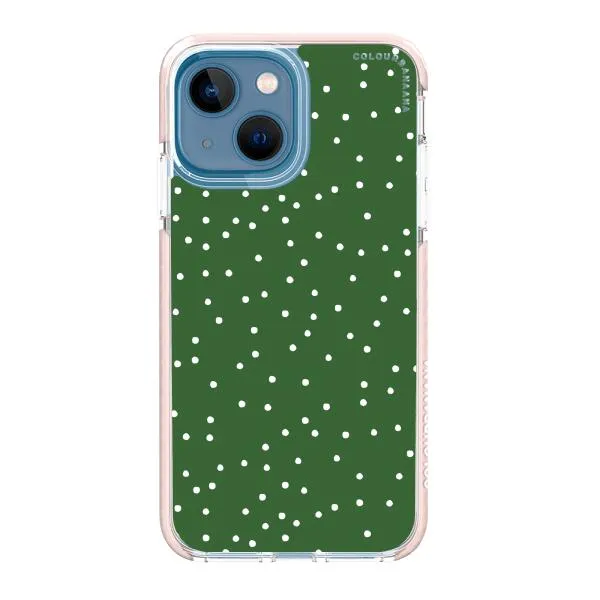 iPhone Case - White Dots on Green