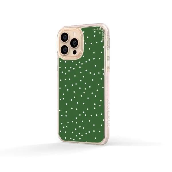 iPhone Case - White Dots on Green