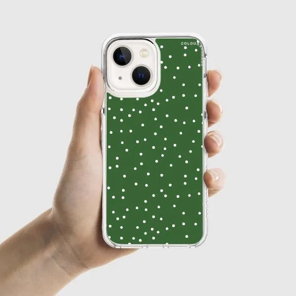 iPhone Case - White Dots on Green