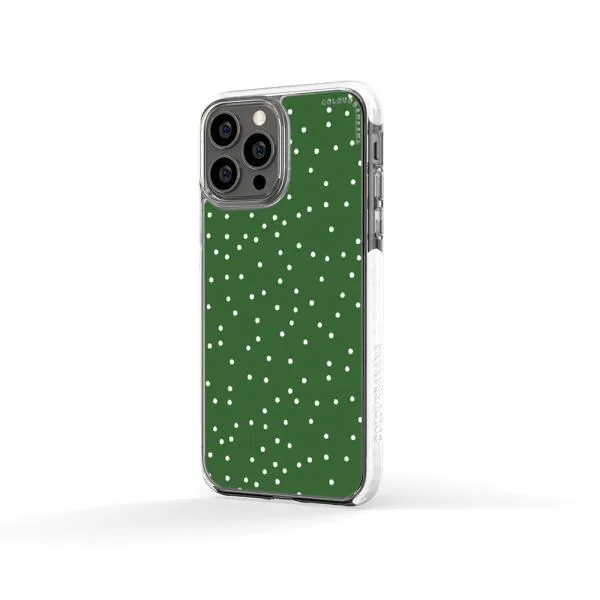 iPhone Case - White Dots on Green