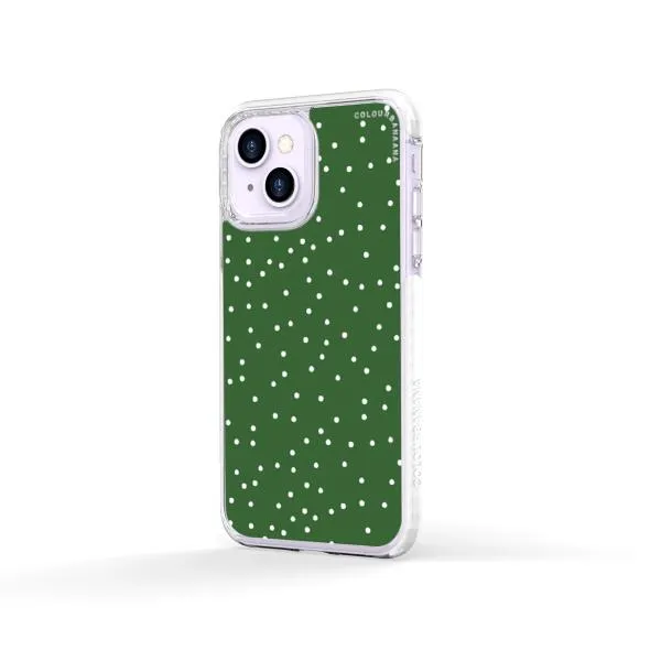 iPhone Case - White Dots on Green