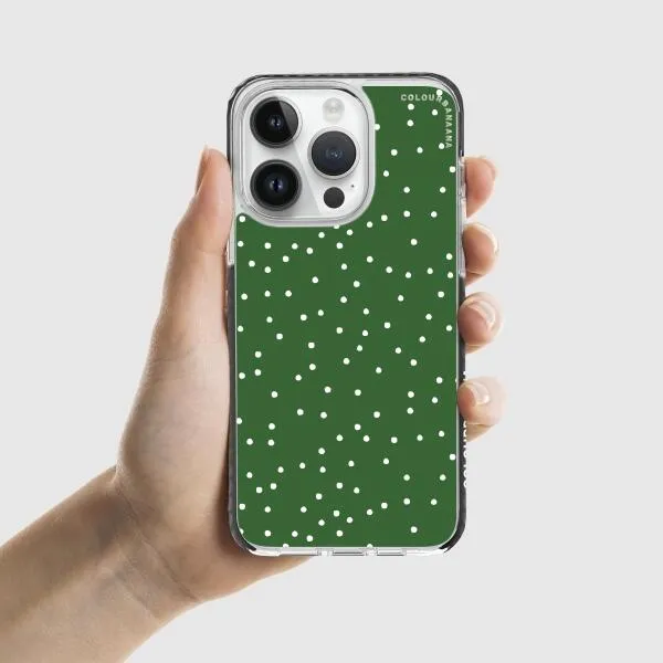 iPhone Case - White Dots on Green