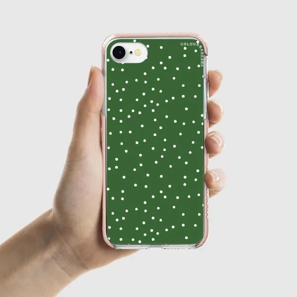 iPhone Case - White Dots on Green