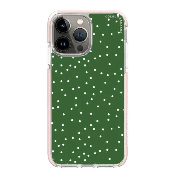 iPhone Case - White Dots on Green