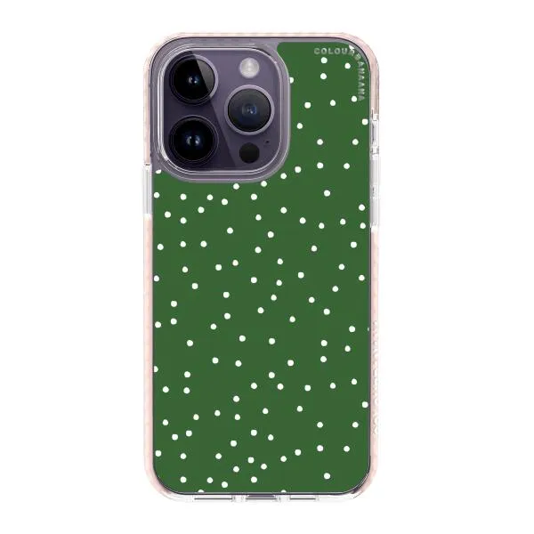 iPhone Case - White Dots on Green