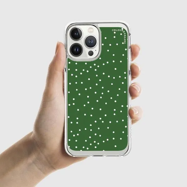 iPhone Case - White Dots on Green
