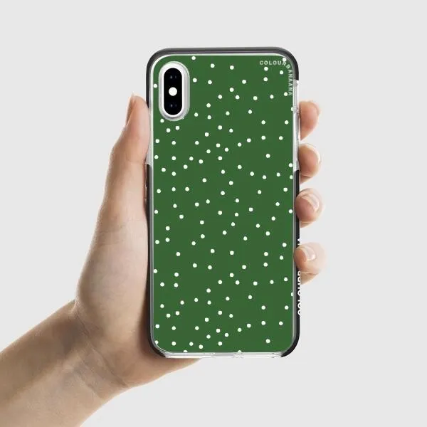 iPhone Case - White Dots on Green