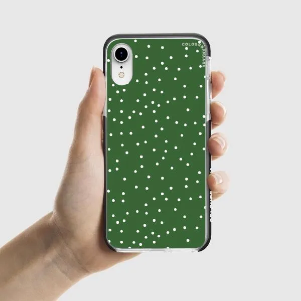iPhone Case - White Dots on Green
