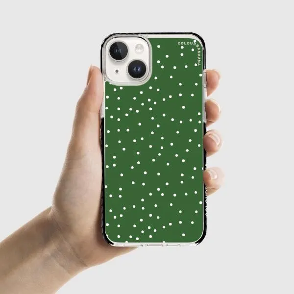 iPhone Case - White Dots on Green