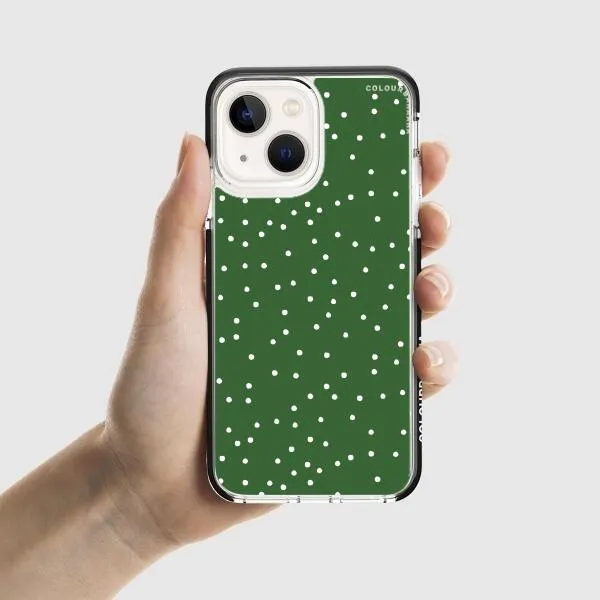 iPhone Case - White Dots on Green