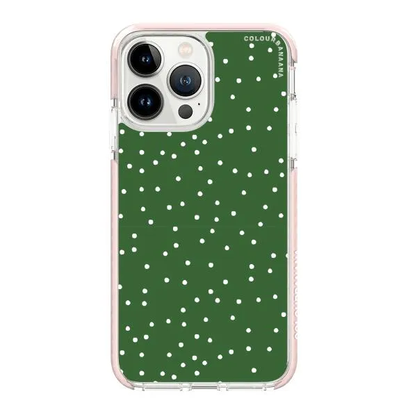 iPhone Case - White Dots on Green