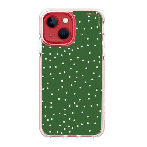 iPhone Case - White Dots on Green