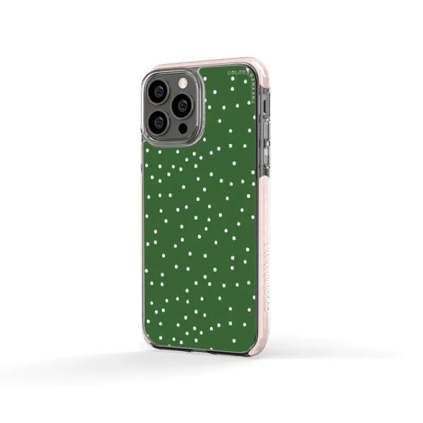 iPhone Case - White Dots on Green