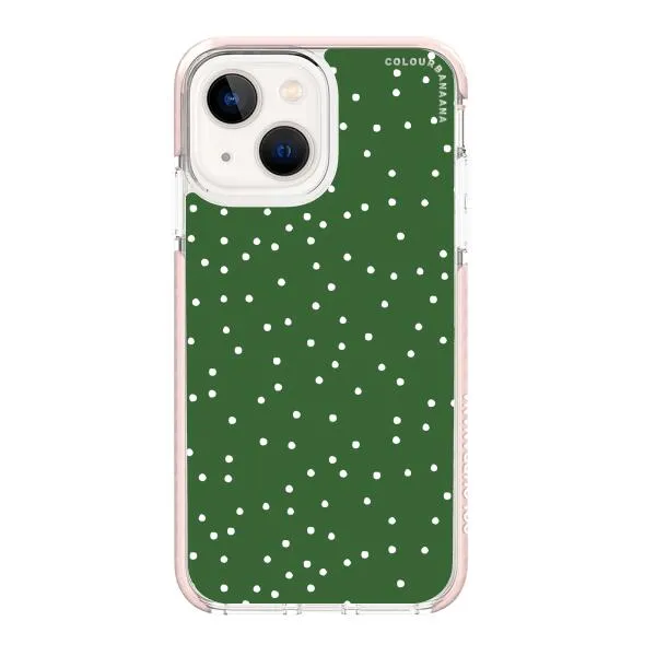 iPhone Case - White Dots on Green