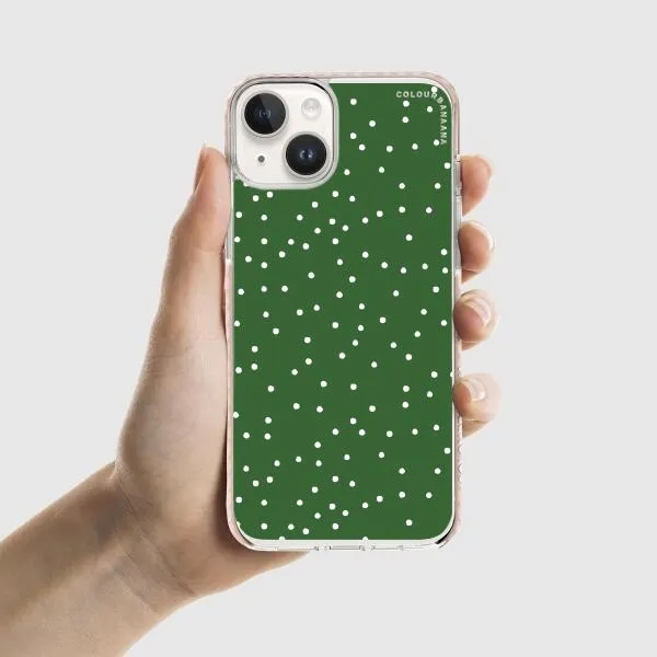 iPhone Case - White Dots on Green