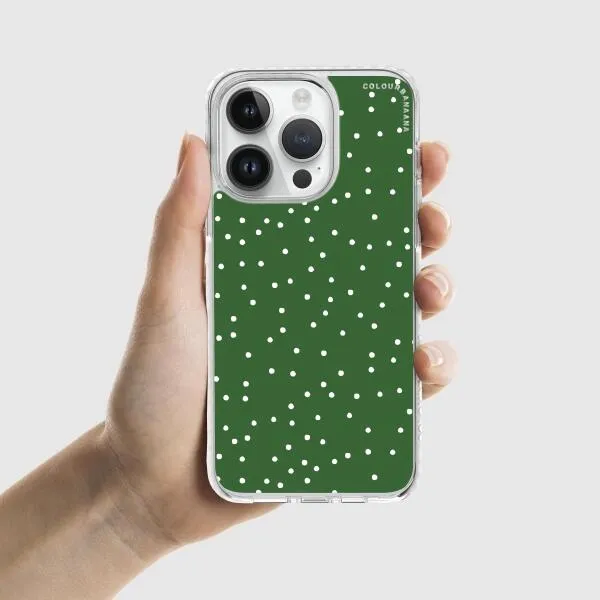 iPhone Case - White Dots on Green