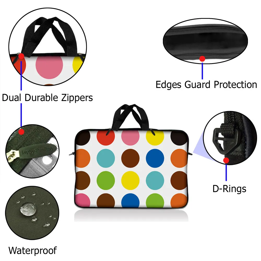 Laptop Notebook Sleeve Carrying Case with Carry Handle – Polka Dots