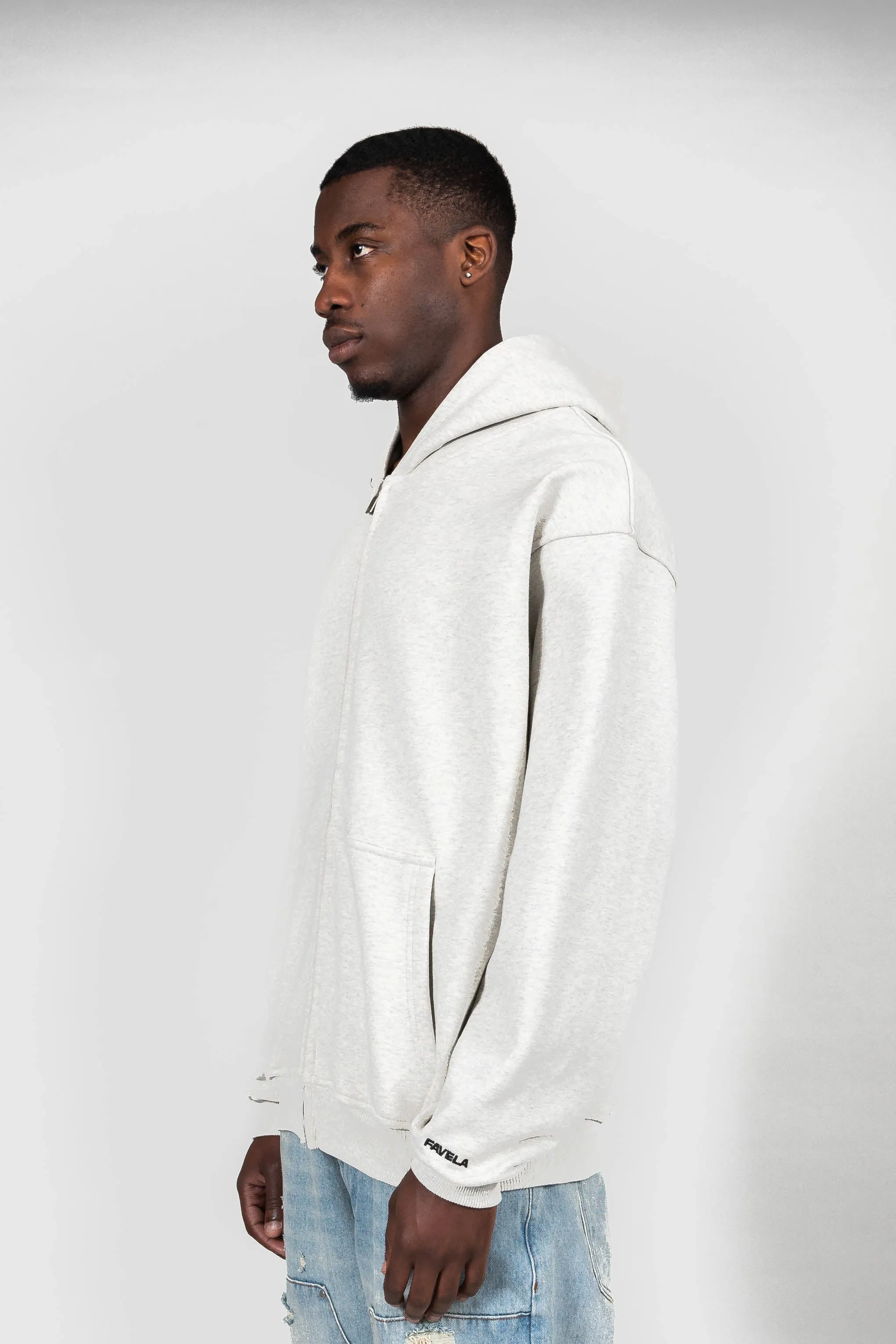 LIGHT GREY MELANGE FRONTZIP
