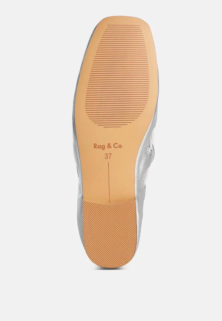 Metallic Eyelet Detail Bow Ballerinas By Ruw