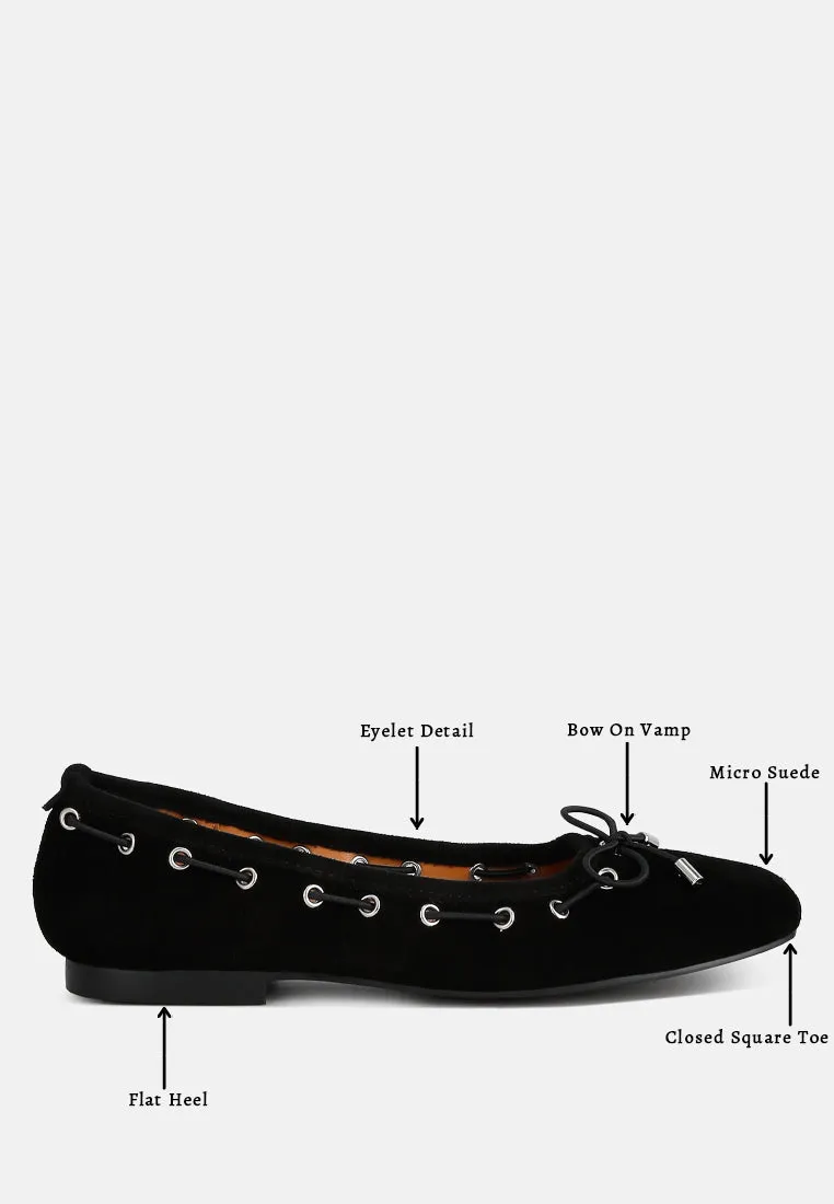 Micro Suede Bow Ballerinas By Ruw