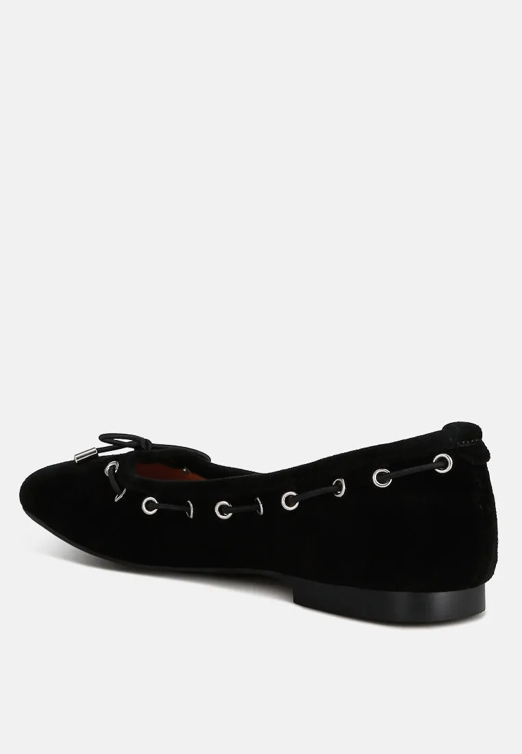 Micro Suede Bow Ballerinas By Ruw