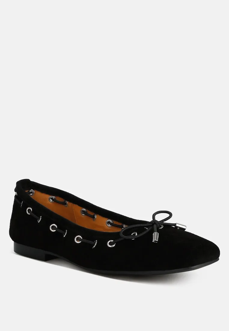 Micro Suede Bow Ballerinas By Ruw