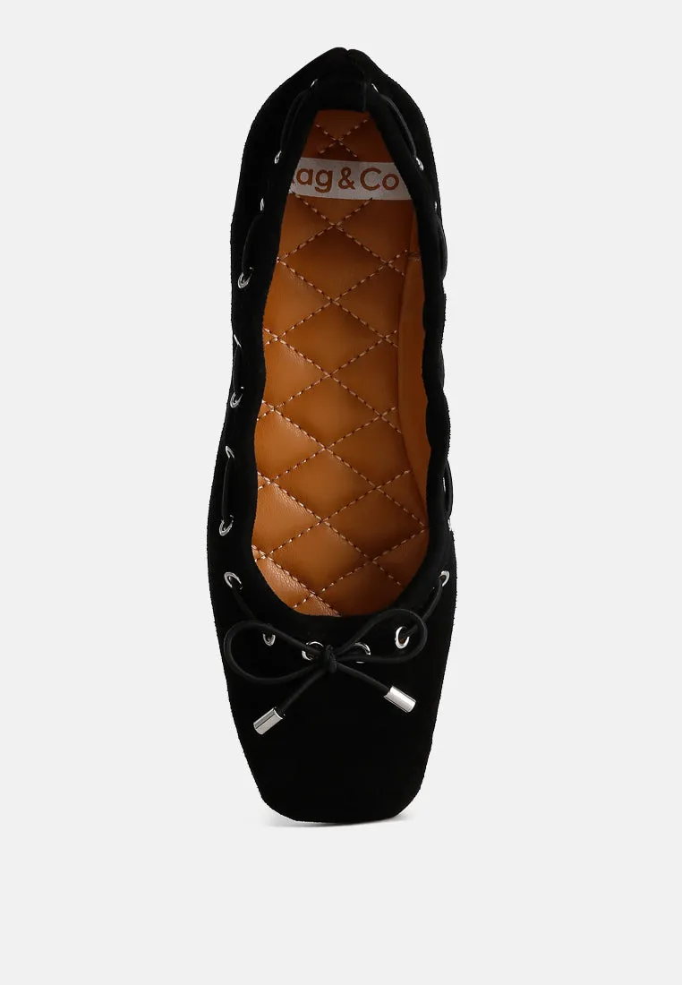 Micro Suede Bow Ballerinas By Ruw