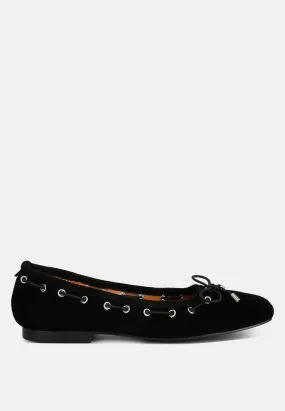 Micro Suede Bow Ballerinas By Ruw