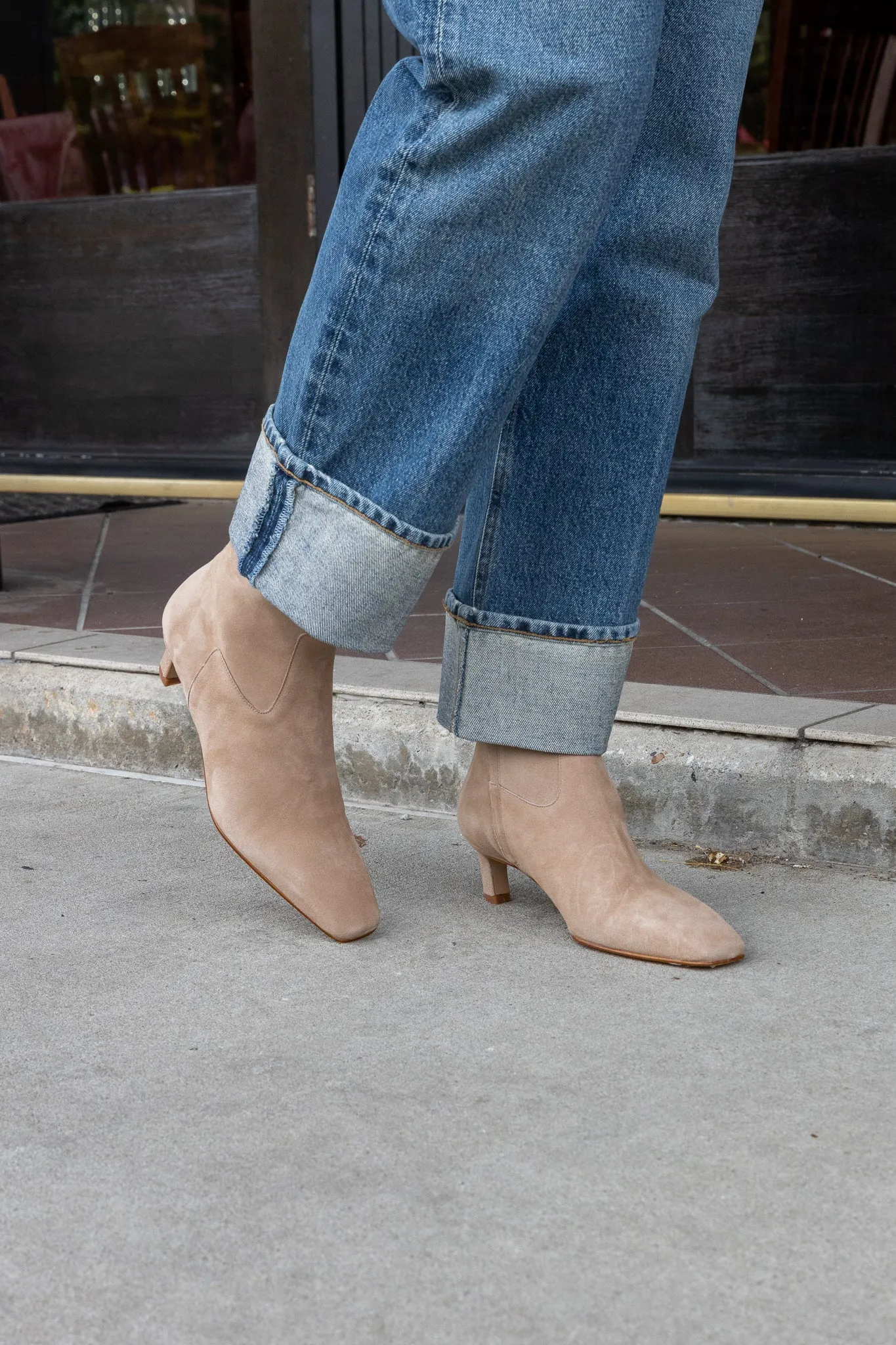 Nash Suede Beige Leather Ankle Boots