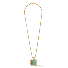 Necklace Amulet Spikes Square Aventurine gold-green